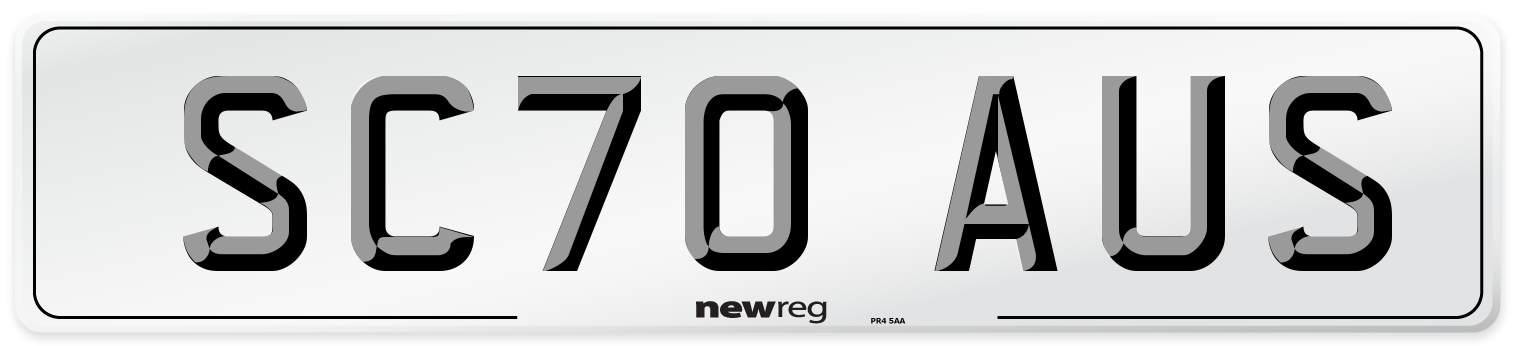 SC70 AUS Number Plate from New Reg